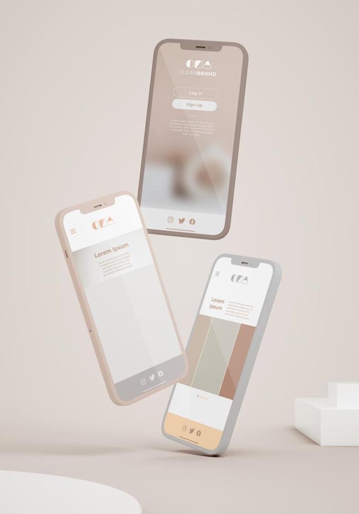 优雅清爽干净的iPhone手机白模APP设计UI界面贴图展示