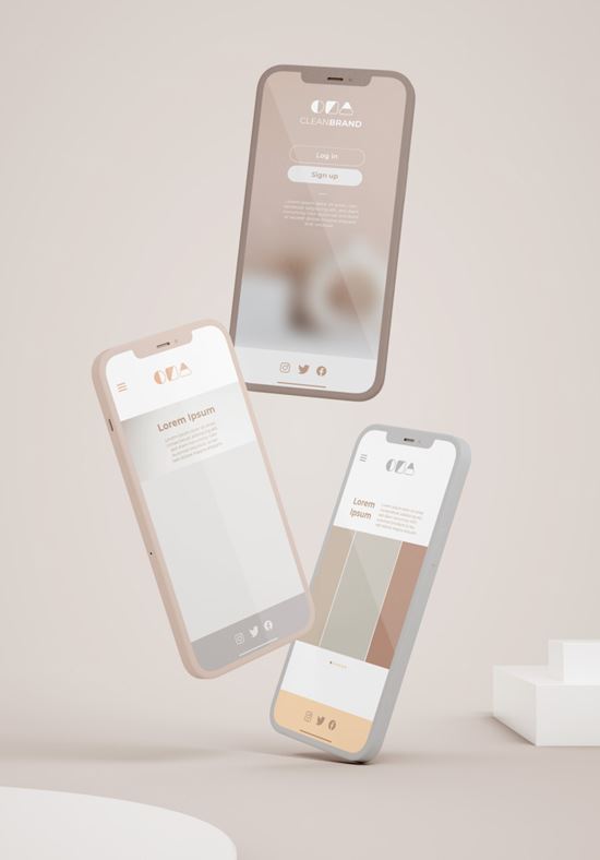 优雅清爽干净的iPhone手机白模APP设计UI界面贴图展示样机模板