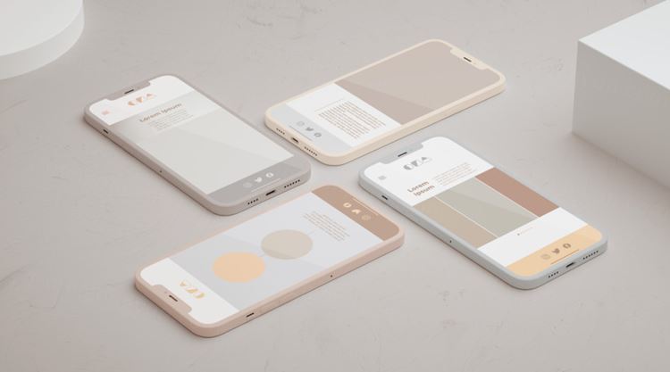 优雅清爽干净的iPhone手机白模APP设计UI界面贴图展示样机模板