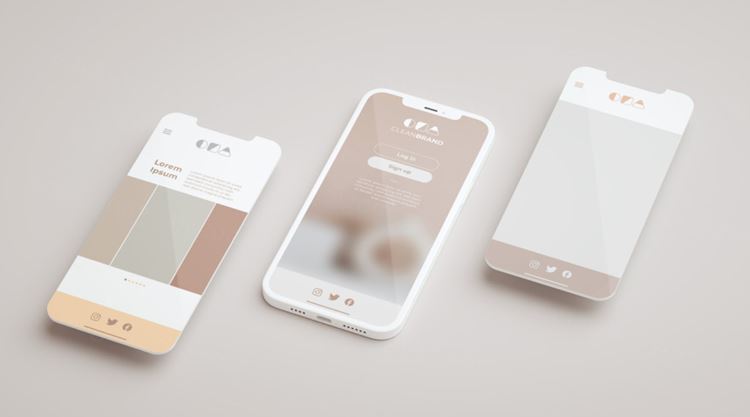 优雅清爽干净的iPhone手机白模APP设计UI界面贴图展示样机模板