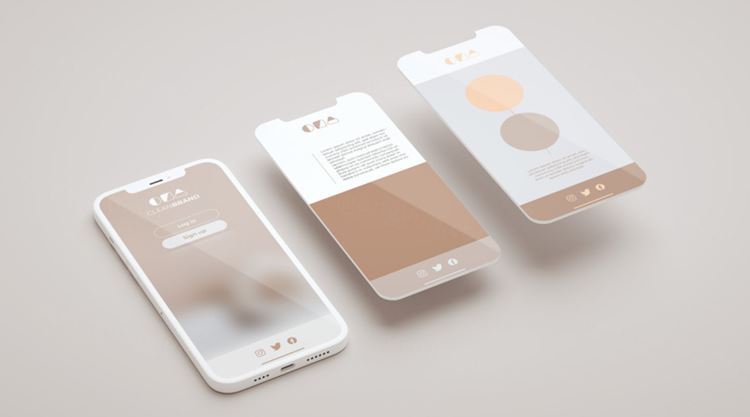 优雅清爽干净的iPhone手机白模APP设计UI界面贴图展示样机模板