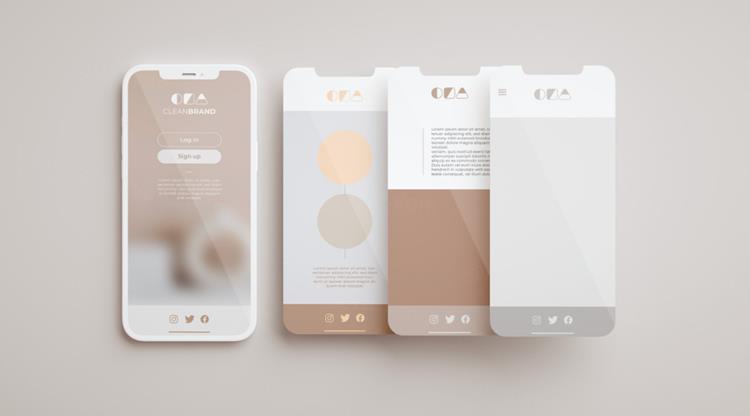 优雅清爽干净的iPhone手机白模APP设计UI界面贴图展示