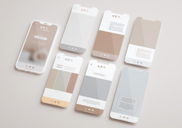 优雅清爽干净的iPhone手机白模APP设计UI界面贴图展示