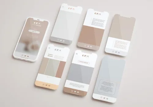 优雅清爽干净的iPhone手机白模APP设计UI界面贴图展示