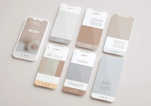 优雅清爽干净的iPhone手机白模APP设计UI界面贴图展示样机模板