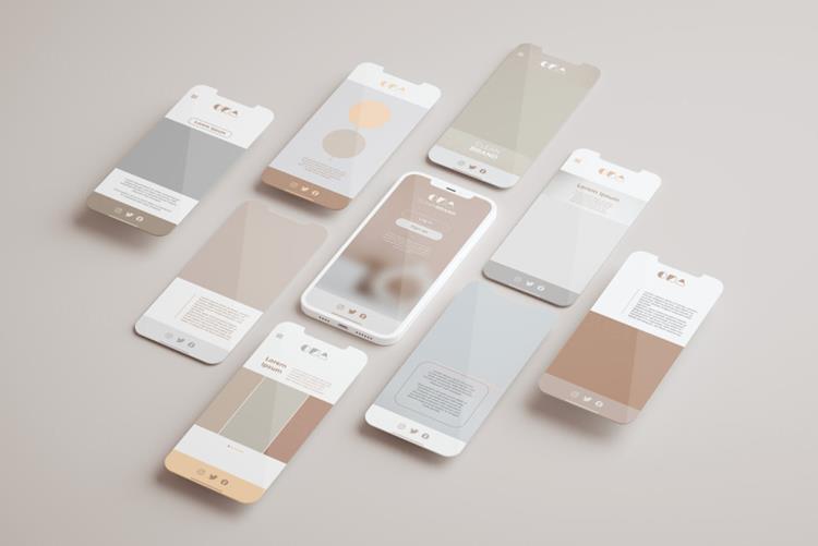 优雅清爽干净的iPhone手机白模APP设计UI界面贴图展示