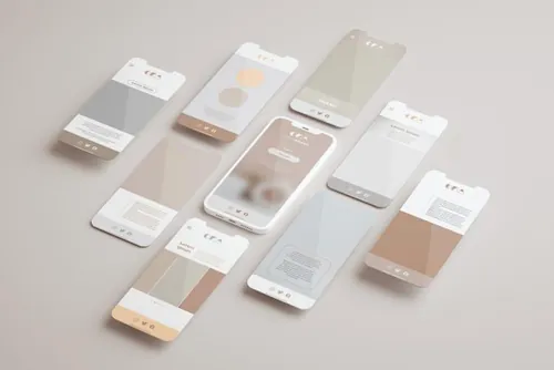 优雅清爽干净的iPhone手机白模APP设计UI界面贴图展示