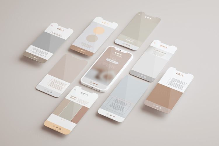 优雅清爽干净的iPhone手机白模APP设计UI界面贴图展示样机模板