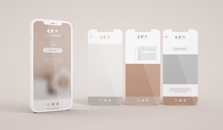 优雅清爽干净的iPhone手机白模APP设计UI界面贴图展示样机模板