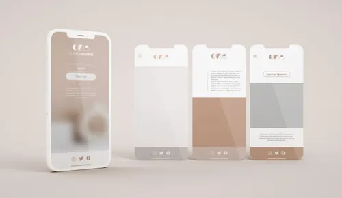 优雅清爽干净的iPhone手机白模APP设计UI界面贴图展示样机模板