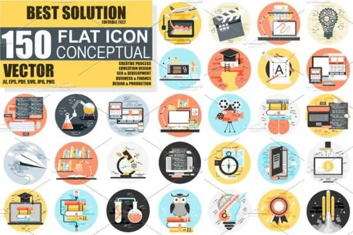 扁平化的互联网业务概念图标 Bundle Flat Icon Concepts