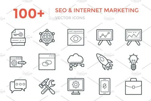 SEO和市场营销图标 100  SEO and Internet Marketi