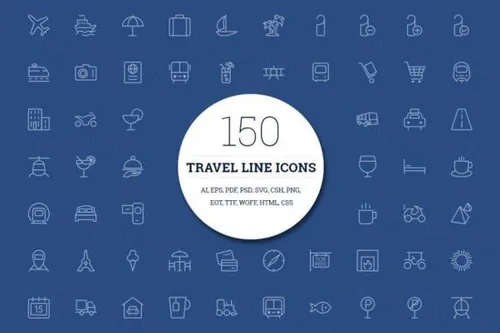 150个旅行线型图标 150 Travel Line Icons