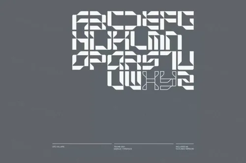 未来派赛博朋克科幻机能风几何图形创意英文装饰字体 TECH Display Font