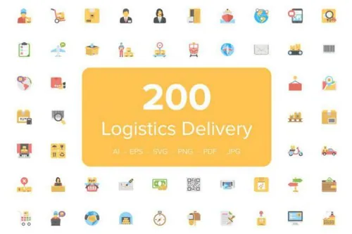 13扁平化物流快递彩色图标 200 Flat Logistics Deliver