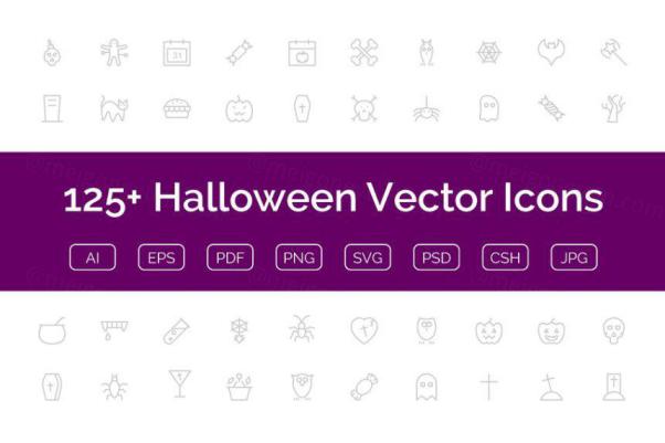 万圣节矢量图标 125  Halloween Vector Icons