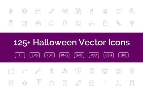 万圣节矢量图标 125  Halloween Vector Icons