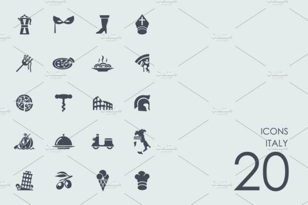 意大利相关城市典型元素图标 Italy icons
