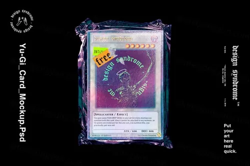 复古老物件游戏王游戏卡塑料包装提案贴图样机模板 Yu-Gi Card Mockup