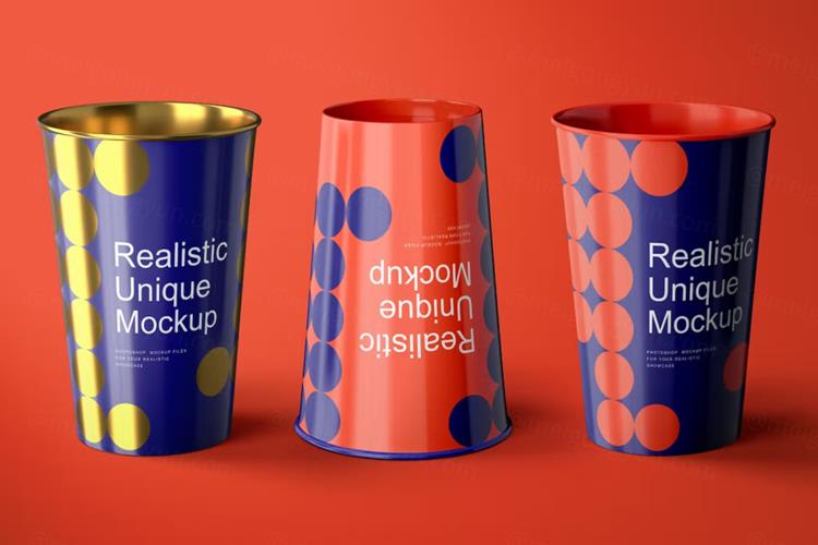 高质量塑料一次性杯子餐饮品牌包装设计贴图展示样机模板 Pla