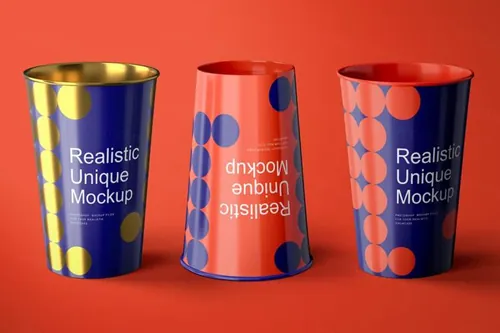 高质量塑料一次性杯子餐饮品牌包装设计贴图展示样机模板 Pla