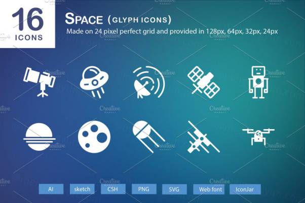 宇宙太空图标 16 Space Glyph Icons