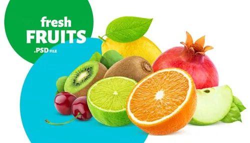 新鲜夏季水果橙子猕猴桃柠檬车厘子石榴大合集PSD分层设计素材