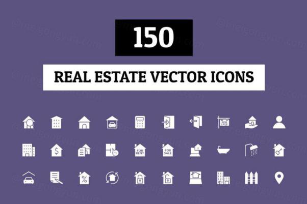 房地产租赁相关的图标 150 Real Estate Vector Icons