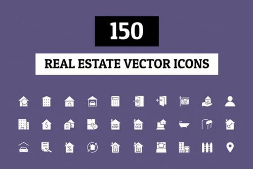 房地产租赁相关的图标 150 Real Estate Vector Icons