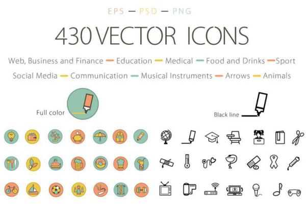 多用途的矢量图标合集 Set of Vector Icons