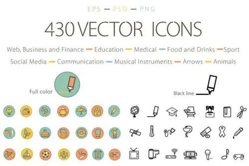 多用途的矢量图标合集 Set of Vector Icons