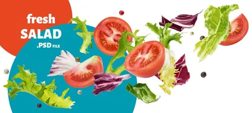 新鲜夏季蔬菜西红柿番茄生菜PSD分层设计素材