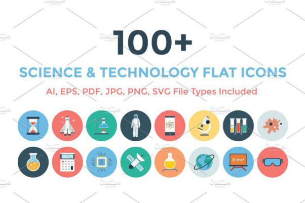 科技技术扁平化图标Science Technology Flat Icons