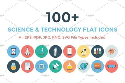 科技技术扁平化图标Science Technology Flat Icons