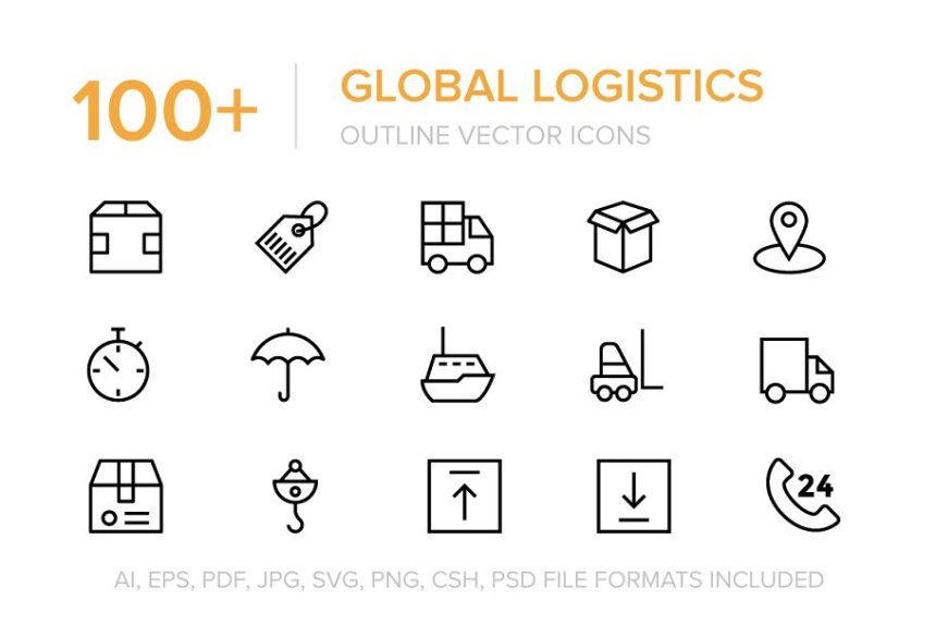 全球物流矢量图标 100  Global Logistics Vector Ic