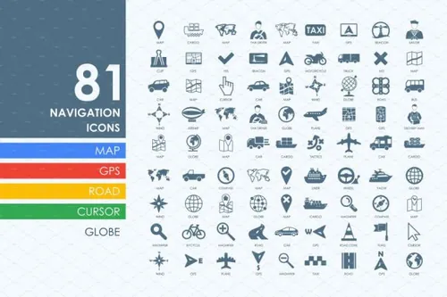 交通导航图标 81 navigation icons