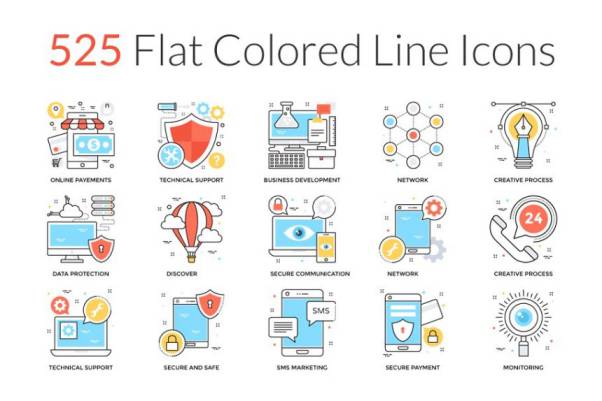 创意彩色线型图标 525 Flat Colored Line Icons