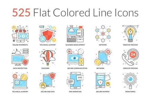 创意彩色线型图标 525 Flat Colored Line Icons