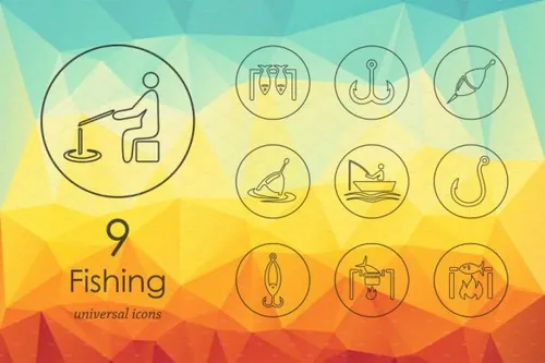 钓鱼相关的图标 9 fishing icons