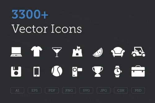 常用扁平化矢量图标合集 3300  Vector Icons Bundle