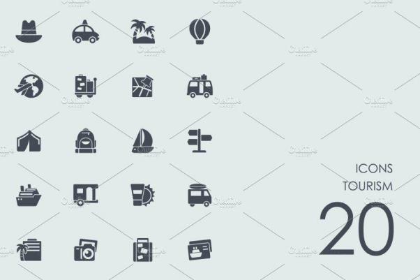 旅行主题的图标素材 Tourism icons
