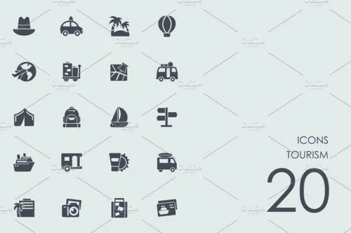 旅行主题的图标素材 Tourism icons