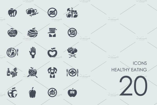 健康饮食主题图标 Healthy eating icons