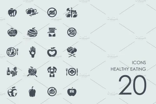 健康饮食主题图标 Healthy eating icons