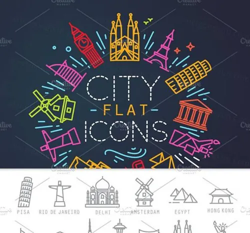 城市扁平化图标 City flat icons