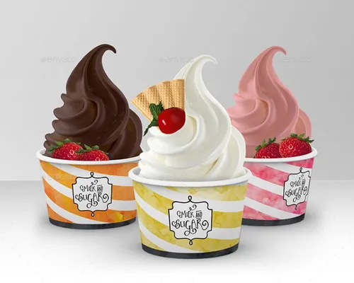 冰淇淋纸杯包装设计PSD贴图模板Packaging Mock Up Ice Cream