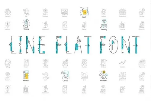 扁平化的信息图表图标 line-flat-font