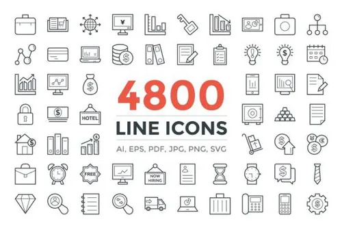高品质的线型图标下载 4800 Line Icons Pack