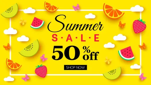 夏季五彩促销矢量海报 Summer Sale Vector