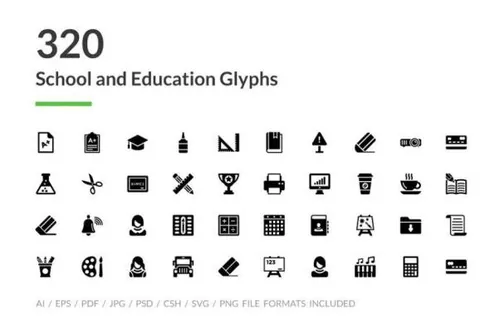 学校教育主题的图标School and Education Glyph Icon